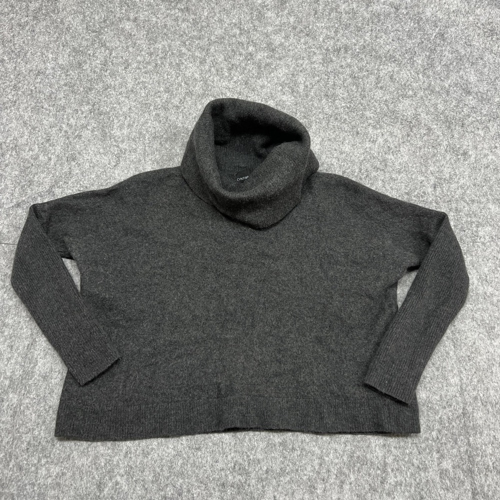 Cynthia Rowley Sweater Womens S/M Gray Merino Wool Cowl Neck Pullover Oversized